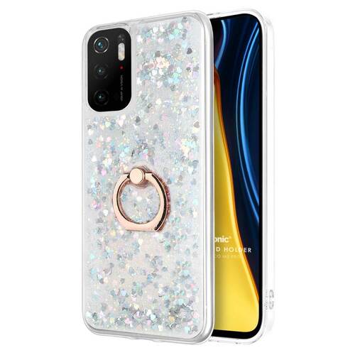 Microsonic Xiaomi Poco M3 Pro Kılıf Glitter Liquid Holder Gümüş