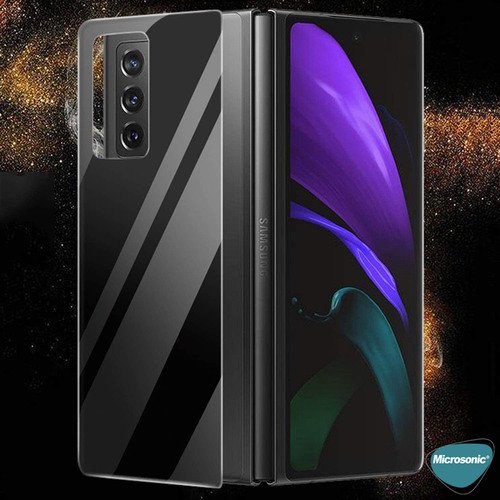 Microsonic Samsung Galaxy Z Fold 2 Ön + Arka Tam Kaplayan Temperli Cam Ekran Koruyucu Siyah