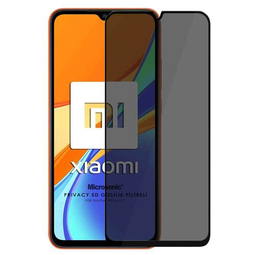 Microsonic Xiaomi Redmi 9C Privacy 5D Gizlilik Filtreli Cam Ekran Koruyucu Siyah