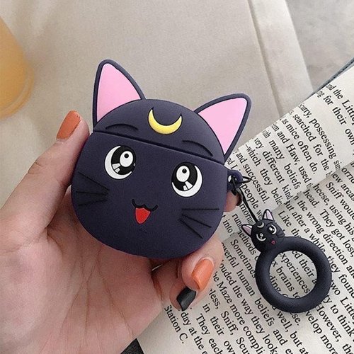 Microsonic AirPods 1. Nesil / 2. Nesil Kılıf Cartoon Figürlü Silikon Sailor Moon Luna