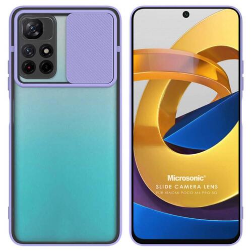 Microsonic Xiaomi Redmi Note 11T Kılıf Slide Camera Lens Protection Lila