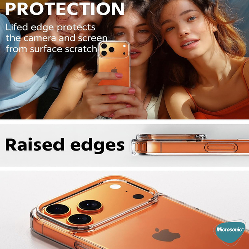 Microsonic Apple iPhone 17 Pro Max Kılıf Non Yellowing Crystal Clear Sararma Önleyici Kristal Şeffaf