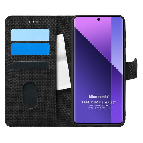 Microsonic Xiaomi Redmi Note 13 Pro Plus 5G Kılıf Fabric Book Wallet Siyah