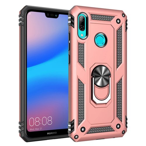 Microsonic Huawei P20 Lite Kılıf Military Ring Holder Rose Gold