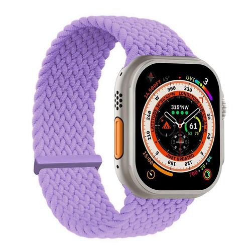 Microsonic Apple Watch SE 3 44mm Kordon, (Medium Size, 147mm) Knitted Fabric Single Loop Lila