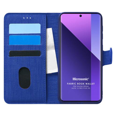 Microsonic Xiaomi Redmi Note 13 Pro Plus 5G Kılıf Fabric Book Wallet Lacivert