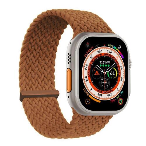 Microsonic Apple Watch SE 3 44mm Kordon, (Medium Size, 147mm) Knitted Fabric Single Loop Kahverengi