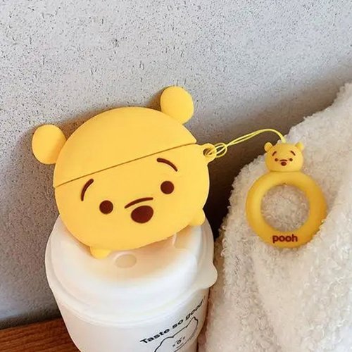 Microsonic AirPods 1. Nesil / 2. Nesil Kılıf Cartoon Figürlü Silikon Ayı Winnie