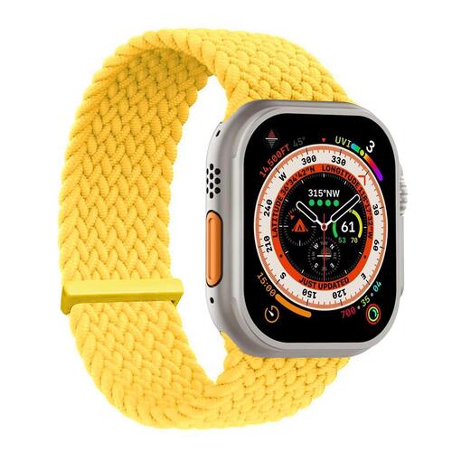 Microsonic Apple Watch SE 3 44mm Kordon, (Small Size, 127mm) Knitted Fabric Single Loop Sarı