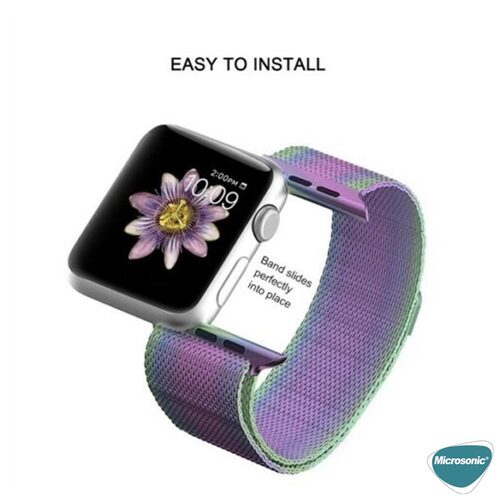 Microsonic Apple Watch SE 3 44mm Kordon Luxe Metal Twist Iridescent