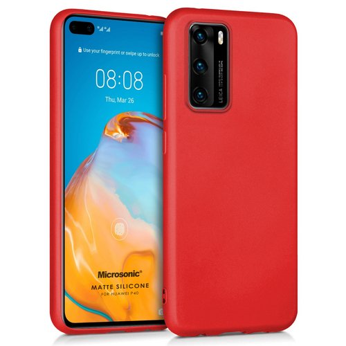 Microsonic Matte Silicone Huawei P40 Kılıf Kırmızı