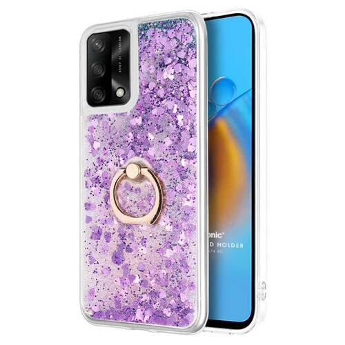 Microsonic Oppo A74 4G Kılıf Glitter Liquid Holder Mor