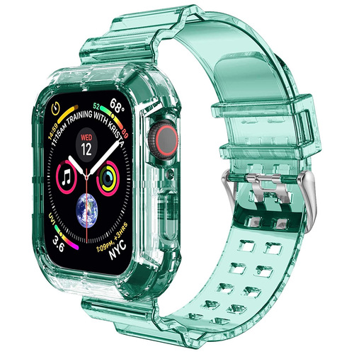 Microsonic Apple Watch SE 3 44mm Kordon Transparent Clear Band Yeşil