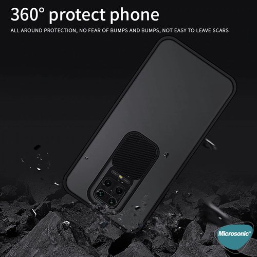 Microsonic Xiaomi Redmi Note 9 Pro Kılıf Slide Camera Lens Protection Lacivert