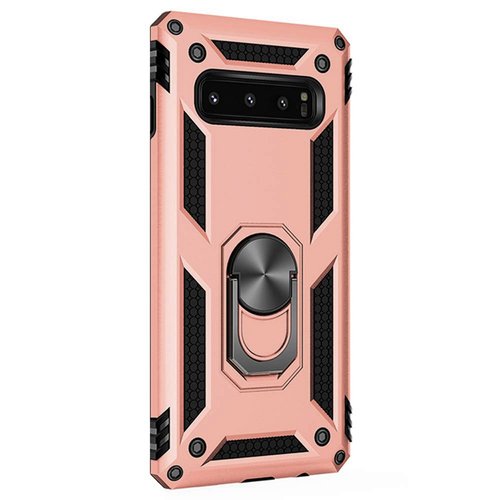 Microsonic Samsung Galaxy S10 Kılıf Military Ring Holder Rose Gold