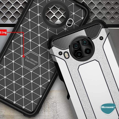 Microsonic Xiaomi Redmi Note 9 Pro 5G Kılıf Rugged Armor Gümüş