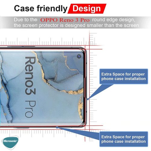 Microsonic Oppo Reno 3 Pro Tam Kaplayan Temperli Cam Ekran Koruyucu Siyah