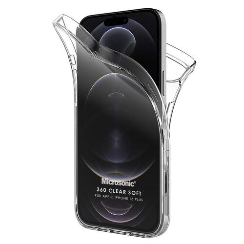 Microsonic Apple iPhone 16 Plus Kılıf 6 Tarafı Tam Full Koruma 360 Clear Soft Şeffaf