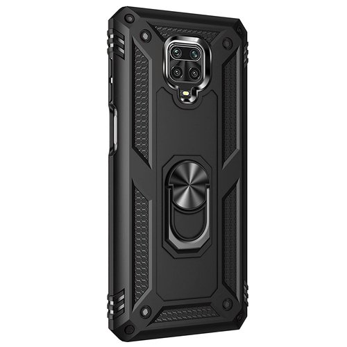 Microsonic Xiaomi Redmi Note 9 Pro Max Kılıf Military Ring Holder Siyah