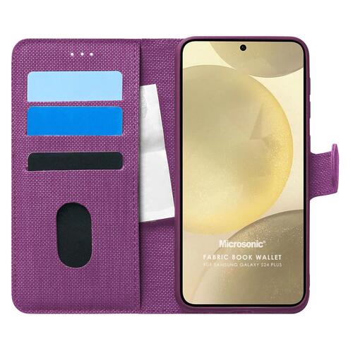 Microsonic Samsung Galaxy S24 Plus Kılıf Fabric Book Wallet Mor