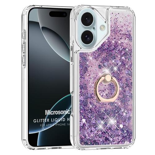 Microsonic Apple iPhone 16 Kılıf Glitter Liquid Holder Mor