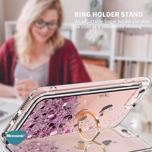 Microsonic Apple iPhone 16 Kılıf Glitter Liquid Holder Gold