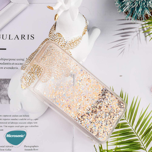 Microsonic Apple iPhone 16 Kılıf Glitter Liquid Holder Gold