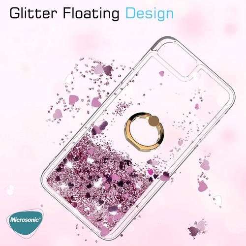 Microsonic Apple iPhone 16 Plus Kılıf Glitter Liquid Holder Pembe