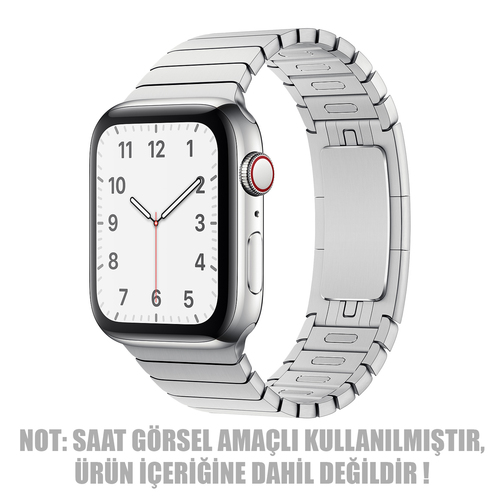 Microsonic Apple Watch SE 3 44mm Kordon Link Bracelet Band Gümüş