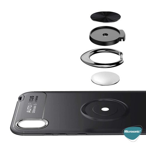 Microsonic Huawei Y5 2019 Kılıf Kickstand Ring Holder Lacivert