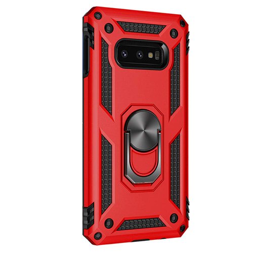 Microsonic Samsung Galaxy S10e Kılıf Military Ring Holder Kırmızı