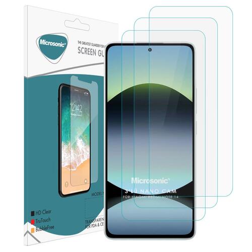 Microsonic Xiaomi Redmi Note 14 5G Screen Protector Nano Glass Cam Ekran Koruyucu (3`lü Paket)