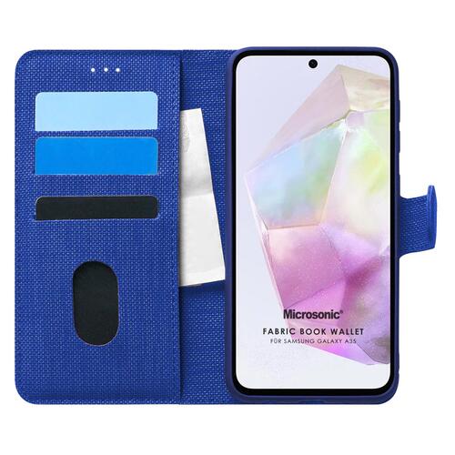 Microsonic Samsung Galaxy A35 Kılıf Fabric Book Wallet Lacivert