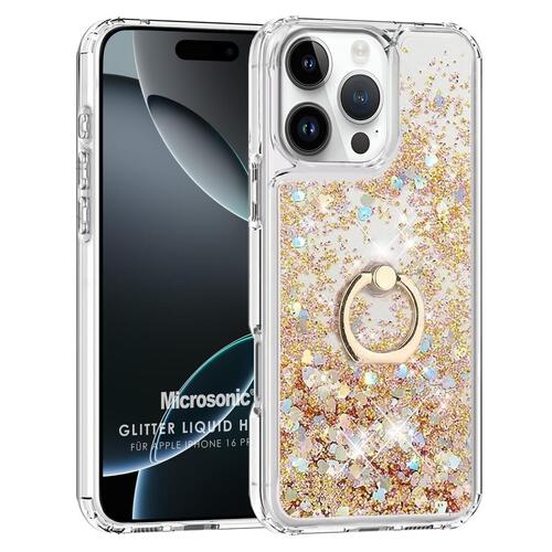 Microsonic Apple iPhone 16 Pro Kılıf Glitter Liquid Holder Gold