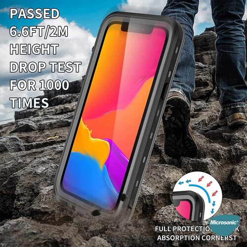 Microsonic Apple iPhone 15 Pro Kılıf Waterproof 360 Full Body Protective Siyah