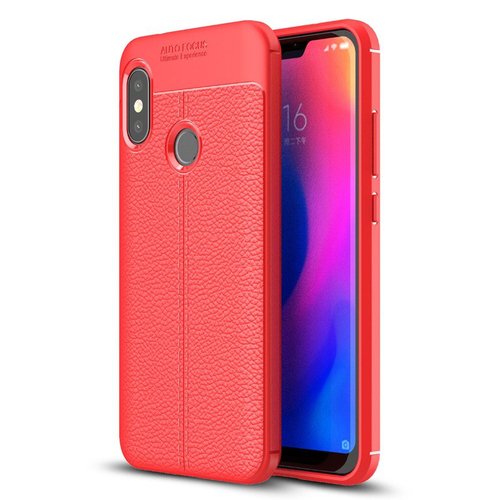 Microsonic Xiaomi Redmi Note 6 Pro Kılıf Deri Dokulu Silikon Kırmızı