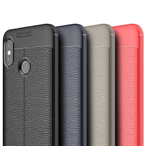 Microsonic Xiaomi Redmi Note 6 Pro Kılıf Deri Dokulu Silikon Kırmızı