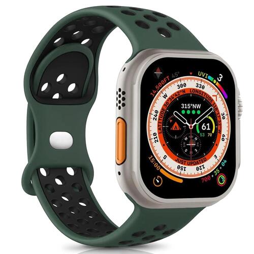 Microsonic Apple Watch SE 3 44mm Kordon Rainbow Band Yeşil Siyah