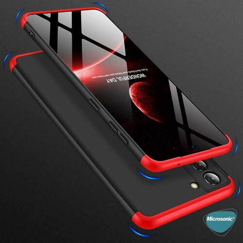 Microsonic Samsung Galaxy S21 FE Kılıf Double Dip 360 Protective Siyah Gri