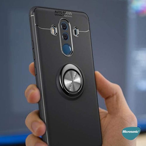 Microsonic Huawei Mate 10 Pro Kılıf Kickstand Ring Holder Kırmızı