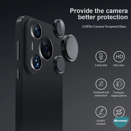 Microsonic Huawei Pura 70 Pro Tekli Kamera Lens Koruma Camı Siyah