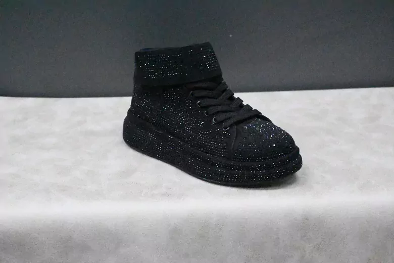 Kadın Taş İşlemeli Bağcıklı+Cırtlı Yarım Bot