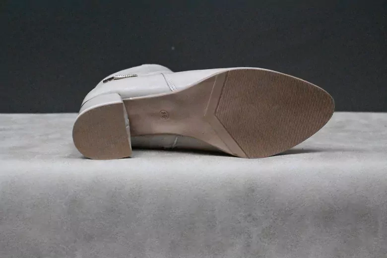 Kadın Deri Topuklu Taşlı Fermuarlı Bot