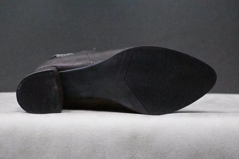 Kadın Deri Topuklu Taşlı Fermuarlı Bot