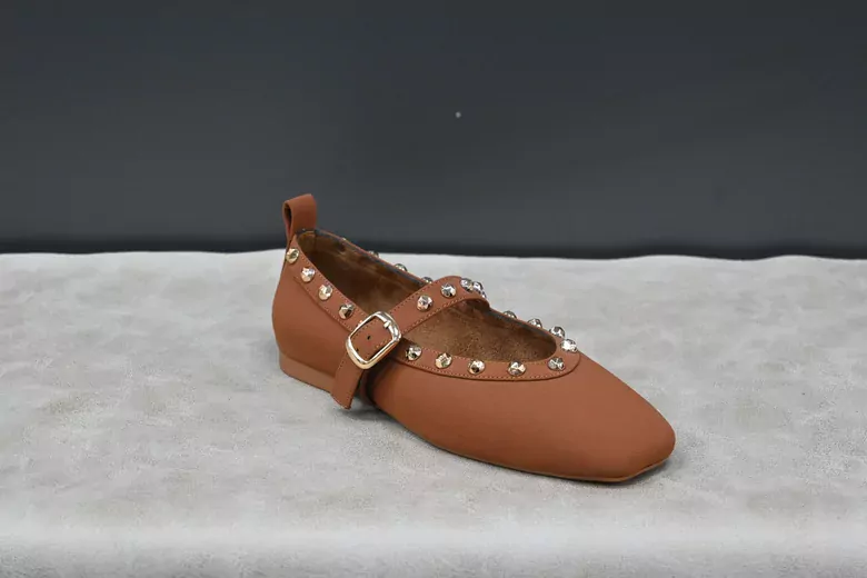 Kadın Süet Kilteli Taşlı Babet