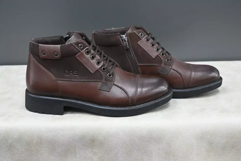 Erkek Deri Bağcıklı Kaymaz Taban Bot