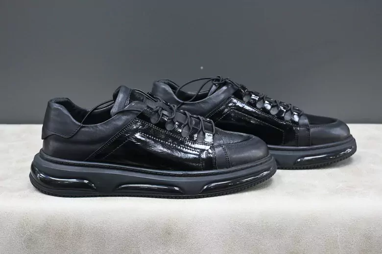 Erkek Rugan Deri Kaymaz Taban Lastik Bağcıklı Ayakkabı