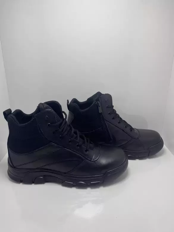 Erkek Deri Bağcıklı Fermuarlı Kaymaz Taban Polis Bot