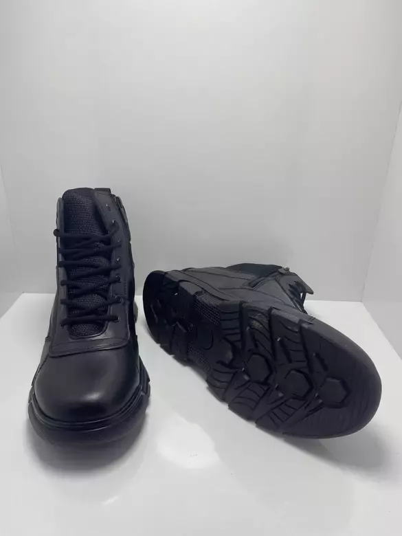 Erkek Deri Bağcıklı Fermuarlı Kaymaz Taban Polis Bot