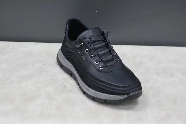 Erkek Deri Kavçuklu Taban Lastik Bağcıklı Spor